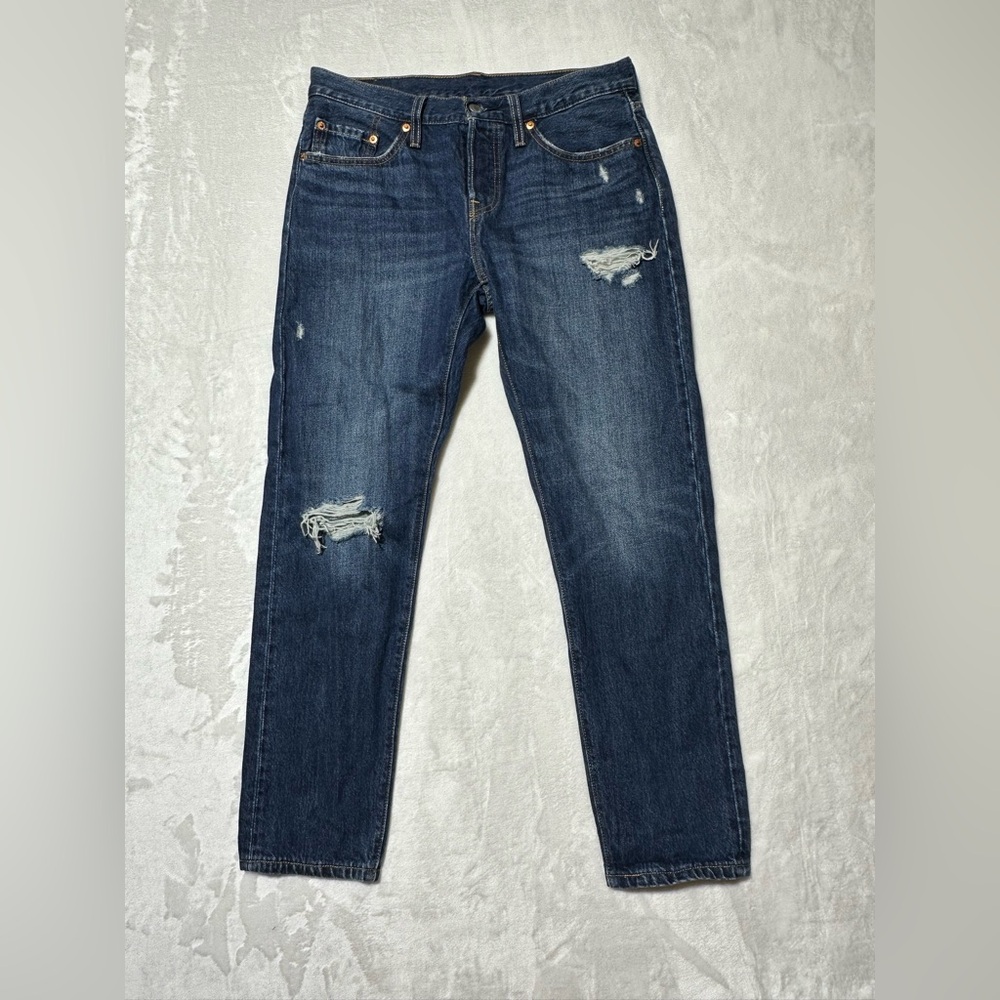 Levi’s 501 T tapered fit distressed button fly denim jeans style 40197 size 28